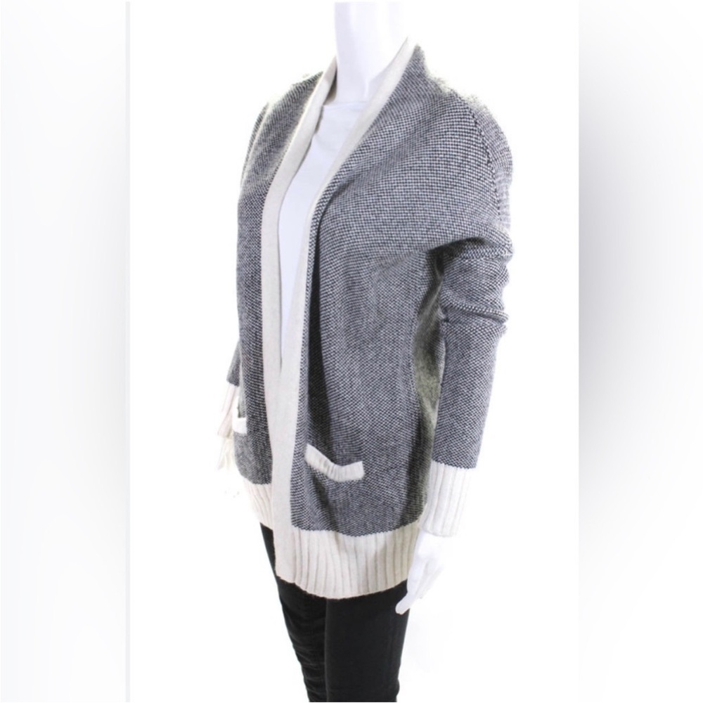 Aritzia Talula Gray and Cream Open Front Cardigan Angora and Cashmere Blend Med